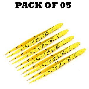 Professional Stainless Steel Dotted Paper Coatted Yellow Tweezers Pack of 05